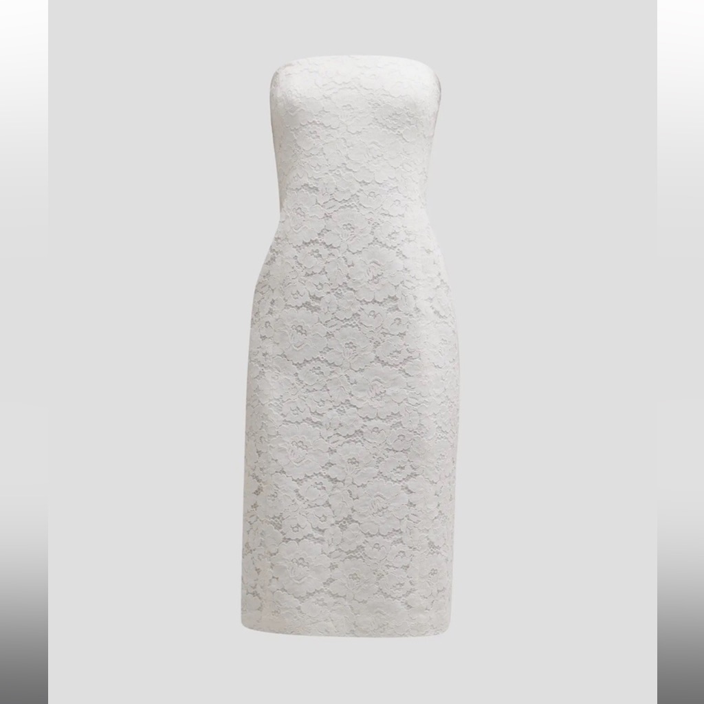 Veronica Beard Sanaz White Lace Strapless Midi Dress Size 10